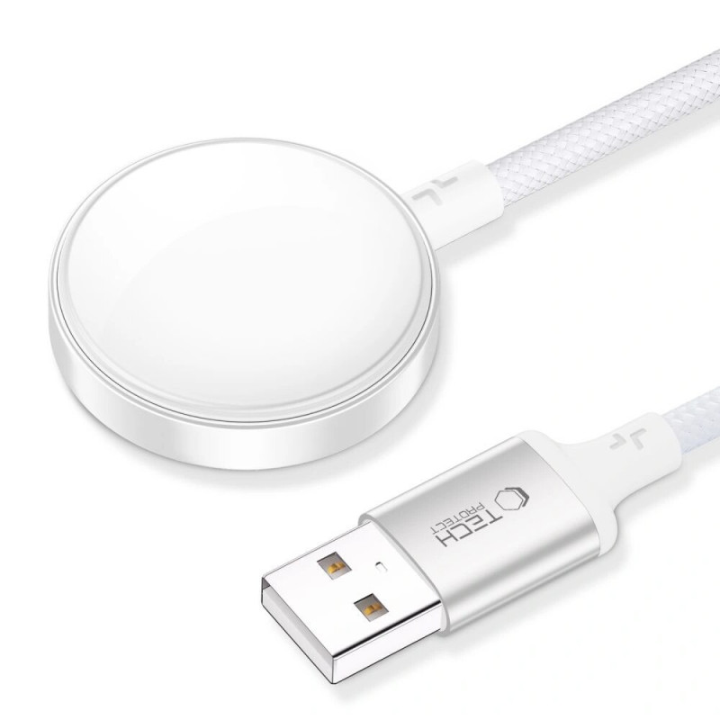 Tech-Protect MC02 UltraBoost Μαγνητικός Φορτιστής Καλώδιο USB-A 100 cm για Apple Watch, Λευκό