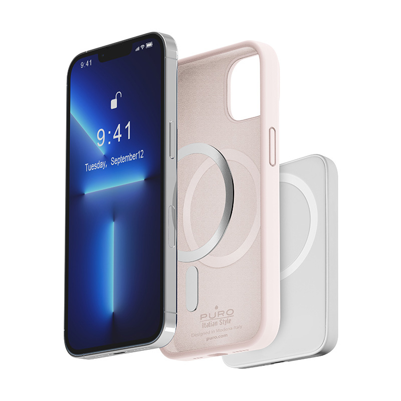 Θήκη σιλικόνης Puro ICON MAG MagSafe για Apple iPhone 14 Pro Max, σκούρο ροζ