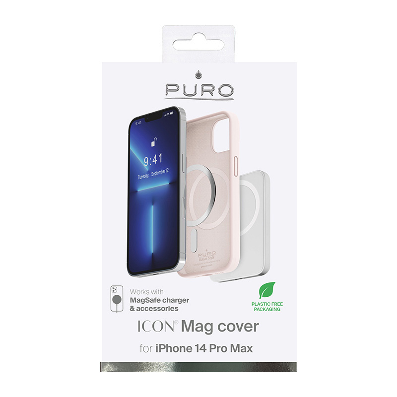 Θήκη σιλικόνης Puro ICON MAG MagSafe για Apple iPhone 14 Pro Max, σκούρο ροζ