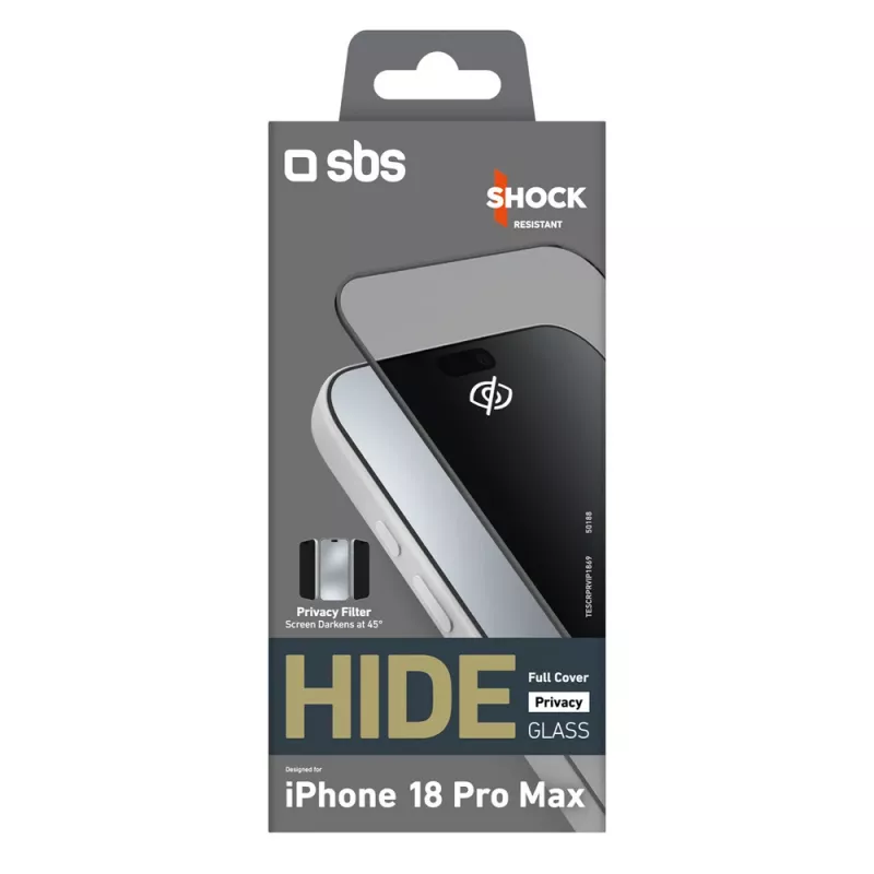 SBS Hide Full Cover γυαλί απορρήτου για iPhone 18 Pro Max, 0,33 mm