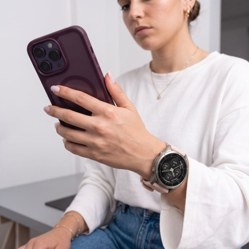 Tech-Protect Σιλικονούχο Λουράκι Ρολογιού για Garmin Fenix 5s / 5s Plus / 6s / 6s Pro / 7s / 8 / 9 / 9 Pro 43 mm, Σκούρο Ροζ