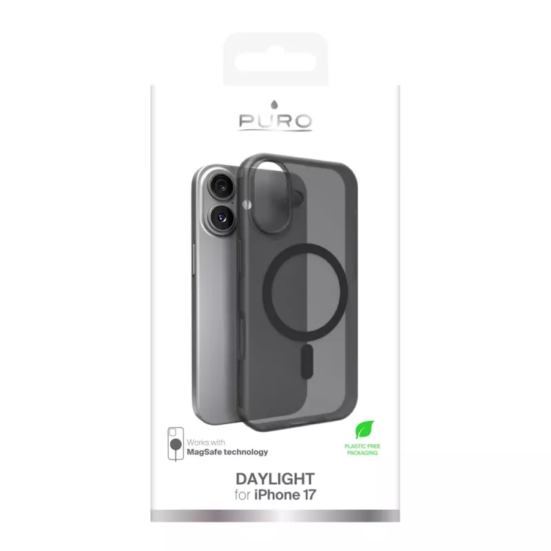 Θήκη σιλικόνης Puro Daylight MagSafe για iPhone 17, διαφανές μαύρο