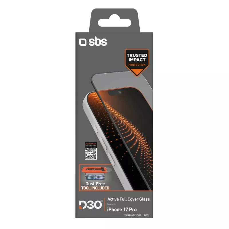 SBS D3O Ενισχυμένο Γυαλί με Εφαρμογέα για iPhone 17 Pro (1 τεμ)