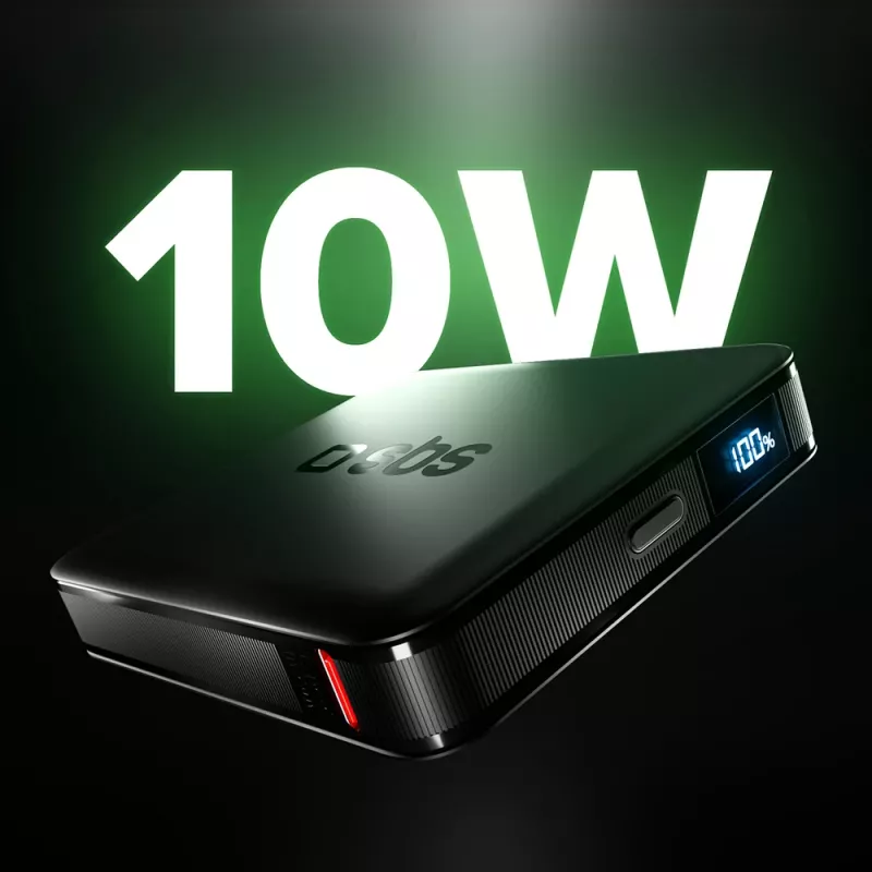 SBS HD 10W 5000mAh USB-C Power Bank με οθόνη LCD, Μαύρο