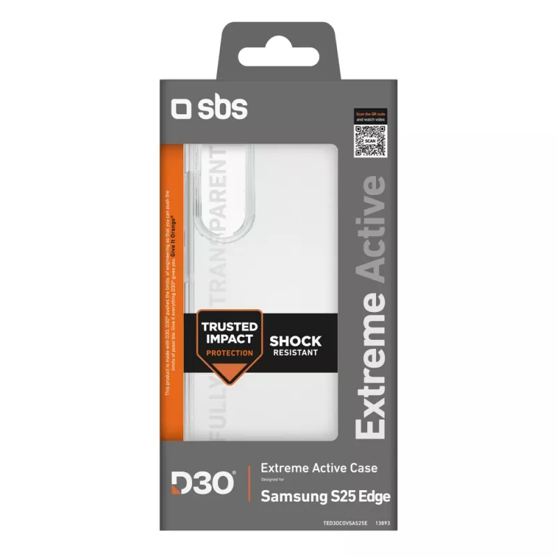 Θήκη SBS D3O για Samsung Galaxy S25 Edge, Διαφανής