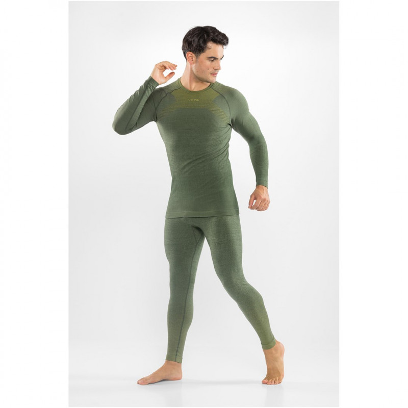 Viking Altis Man Set ανδρικό σετ θερμοεσωρούχων merino, σκούρο πράσινο, M