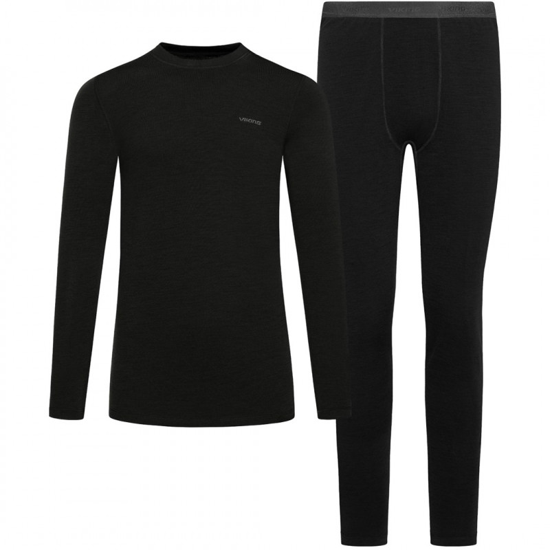Viking Meriboo Man Set ανδρικό σετ θερμικής βάσης merino, μαύρο, M