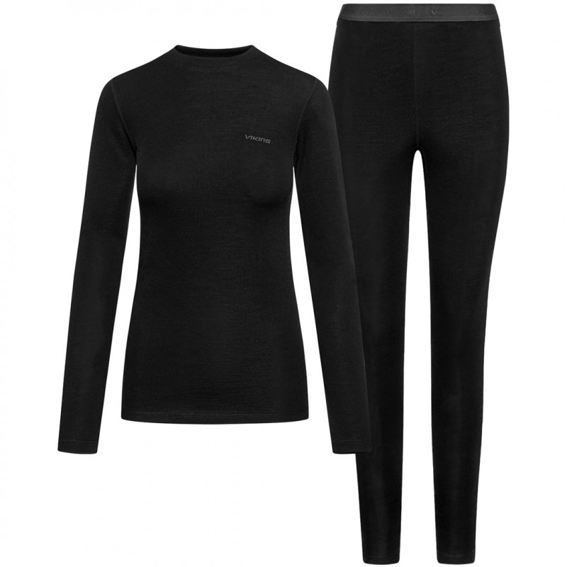Viking Meriboo Lady Set Merino γυναικείο σετ εσώρουχων merino, μαύρο, S