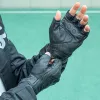 Rockbros 16220006003 γάντια μοτοσυκλέτας από οικολογικό δέρμα, μέγεθος L, μαύρα
