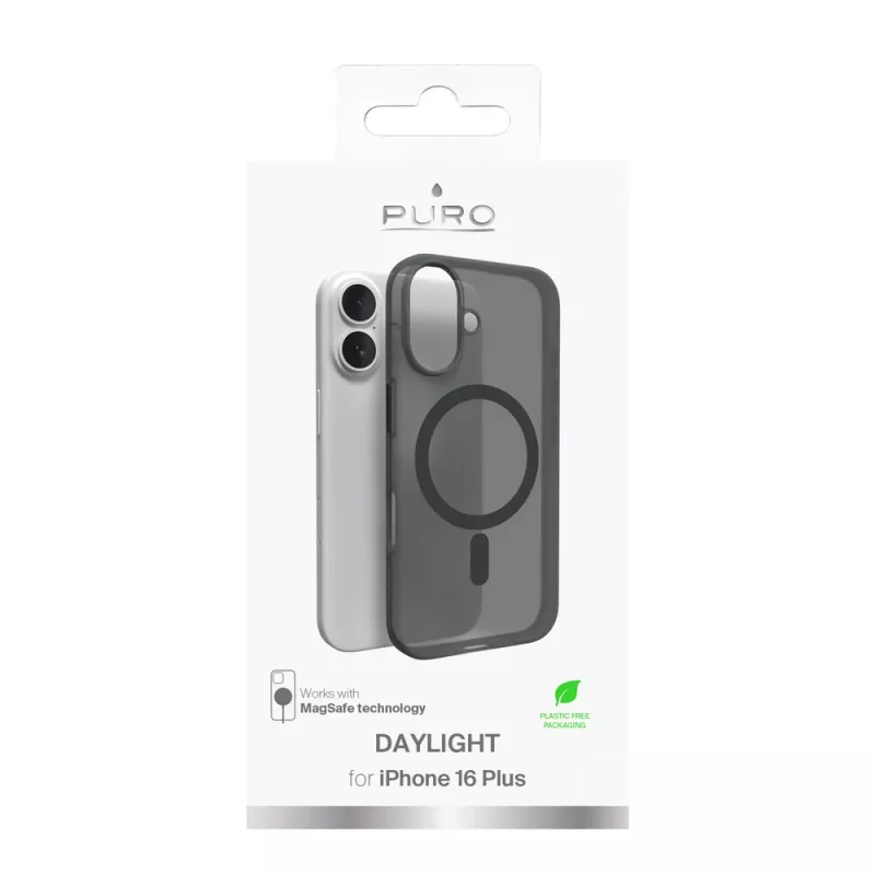Θήκη σιλικόνης Puro Daylight MagSafe για iPhone 16 Plus, μαύρη
