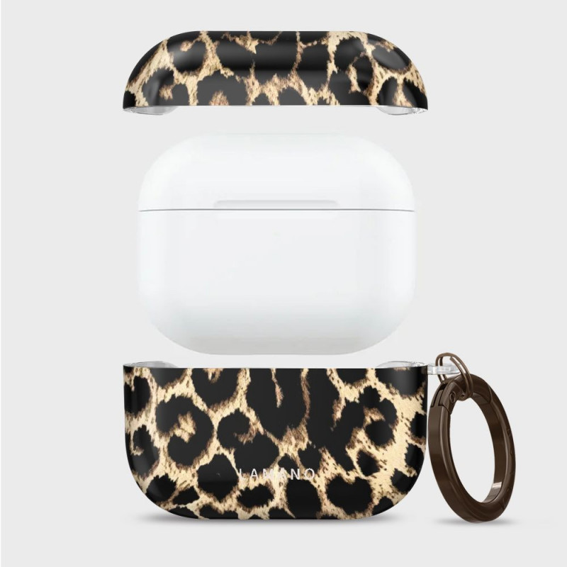 Θήκη Tech-Protect Lamano για Apple AirPods Pro 3 με καραμπίνερ, Exotic Touch (Μαύρο και Καφέ)