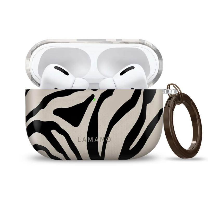 Θήκη Tech-Protect Lamano για Apple AirPods Pro 3 με καραμπίνερ, Nature Muse (Μαύρο και Μπεζ)