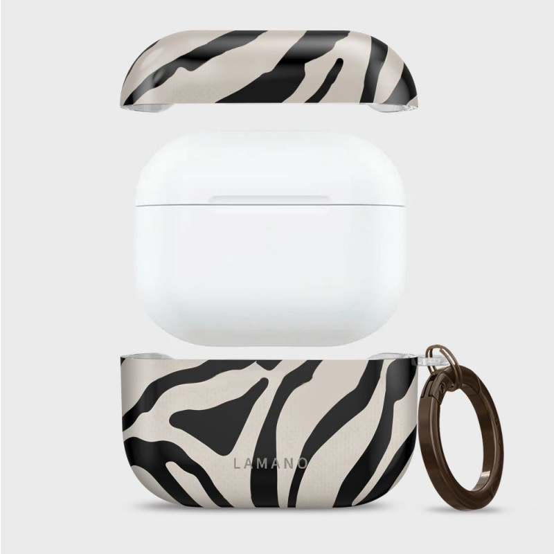 Θήκη Tech-Protect Lamano για Apple AirPods Pro 3 με καραμπίνερ, Nature Muse (Μαύρο και Μπεζ)
