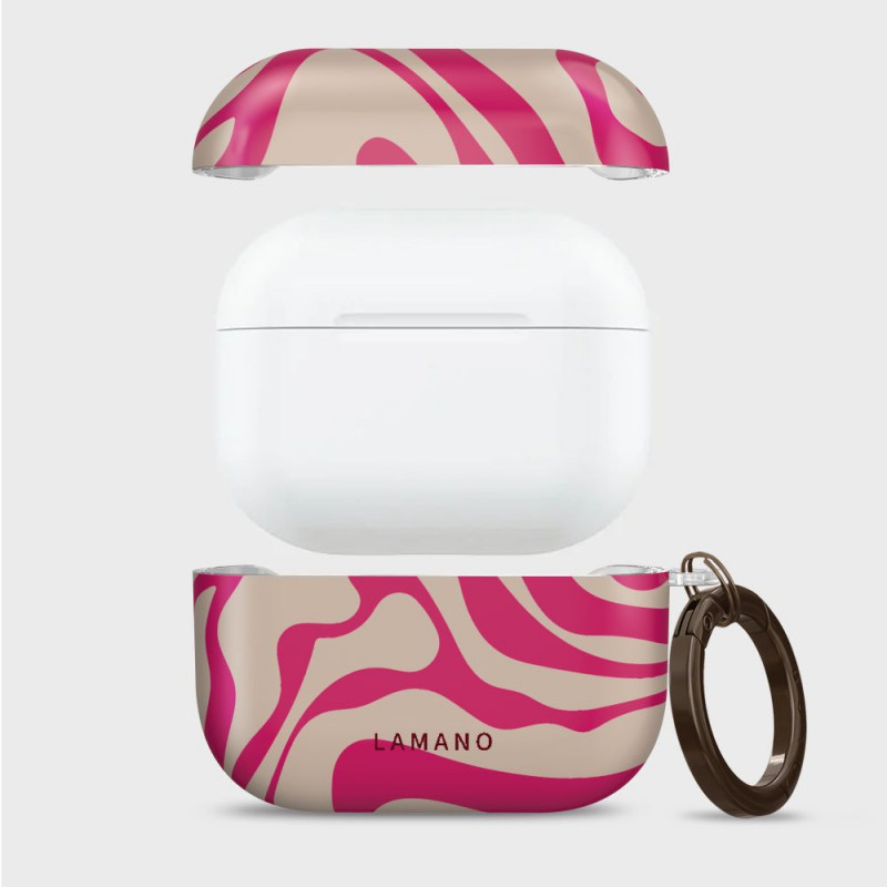 Θήκη Tech-Protect Lamano για Apple AirPods Pro 3 με καραμπίνερ, Flamingo Bloom (ροζ και μπεζ)