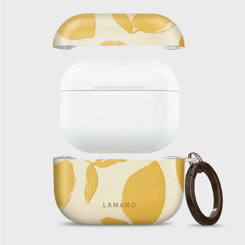Θήκη Tech-Protect Lamano για Apple AirPods Pro 3 με καραμπίνερ, Lemon Haze (Κίτρινο και Λευκό)