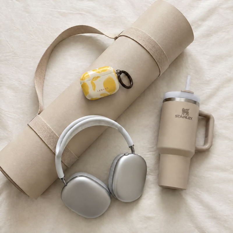 Θήκη Tech-Protect Lamano για Apple AirPods Pro 3 με καραμπίνερ, Lemon Haze (Κίτρινο και Λευκό)