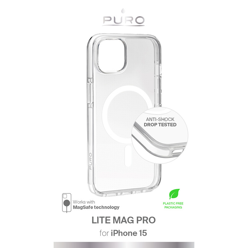 Θήκη MagSafe Puro LITEMAG PRO για Apple iPhone 15, Διάφανη