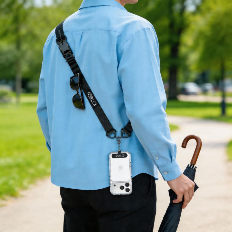 Tech-Protect C9S Rope Crossbody λουρί τηλεφώνου, μαύρο