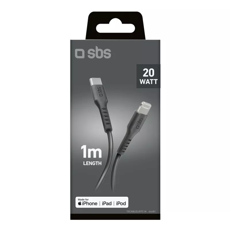 SBS TECABLELIGTC1K Καλώδιο USB-C σε Lightning, 1 m, Μαύρο