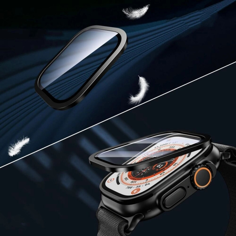 Tech-Protect Glass Ring Ενισχυμένο Γυαλί για Apple Watch Ultra 49 mm, Ασημί και Μαύρο (2 τεμ.)