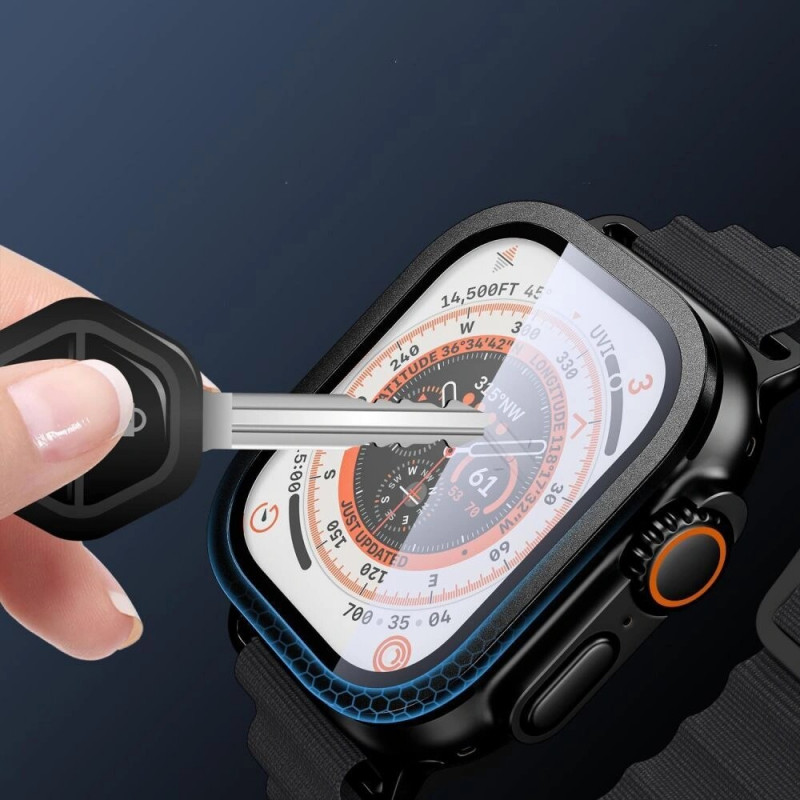 Tech-Protect Glass Ring Ενισχυμένο Γυαλί για Apple Watch Ultra 49 mm, Ασημί και Μαύρο (2 τεμ.)