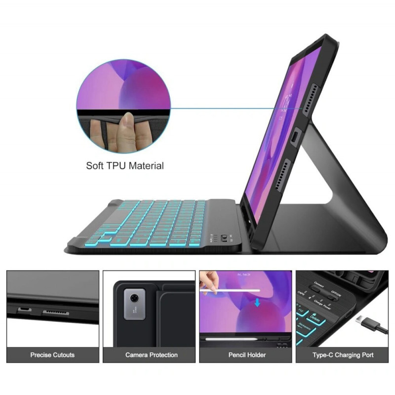 Θήκη με πληκτρολόγιο Tech-Protect SmartCase Pen + Keyboard για Lenovo Idea Tab Plus 12.1 (TB-361), μαύρη