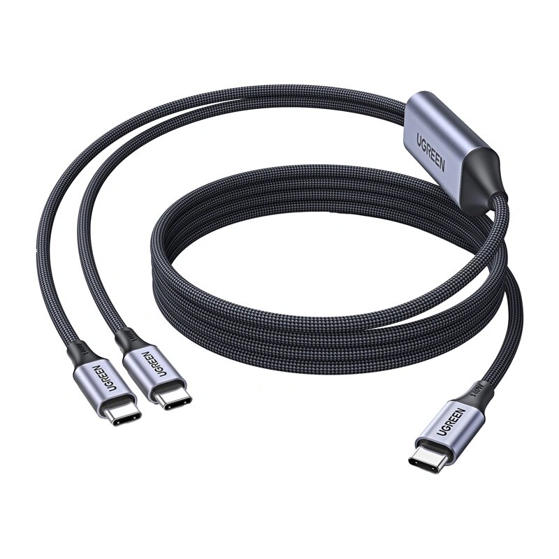 Καλώδιο USB-C 2 σε 1 UGREEN L533, USB-C σε 2x USB-C PD 140W, 2 m, μαύρο