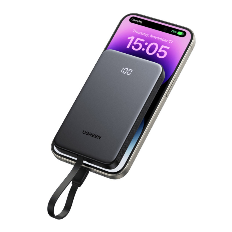 UGREEN PB526 10000mAh 20W Power Bank με ενσωματωμένο καλώδιο USB-C