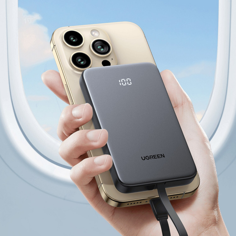 UGREEN PB526 10000mAh 20W Power Bank με ενσωματωμένο καλώδιο USB-C