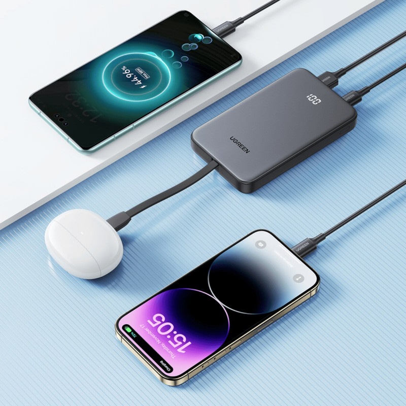 UGREEN PB526 10000mAh 20W Power Bank με ενσωματωμένο καλώδιο USB-C