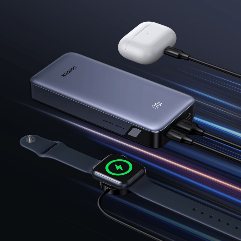 UGREEN PB532 20000mAh 30W Power bank ταχείας φόρτισης δύο κατευθύνσεων, 2x USB-C, USB-A, γκρι