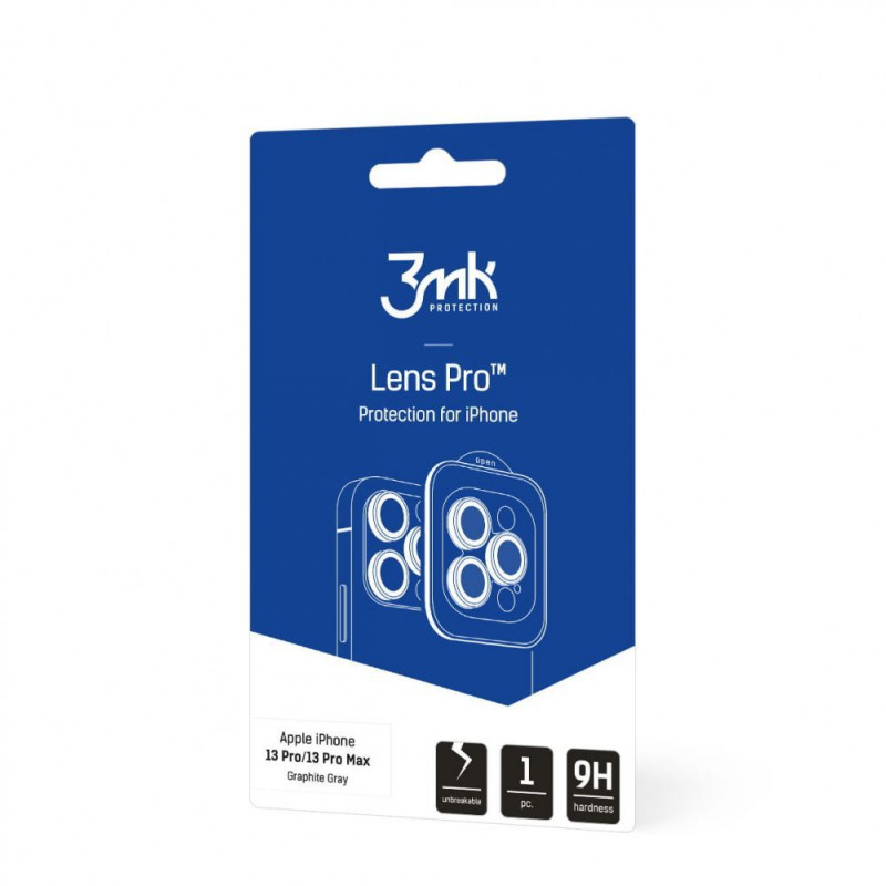 3MK Lens Protection Pro προστατευτικό φακού κάμερας από γυαλί για Apple iPhone 13 Pro / 13 Pro Max, γκρι γραφίτη