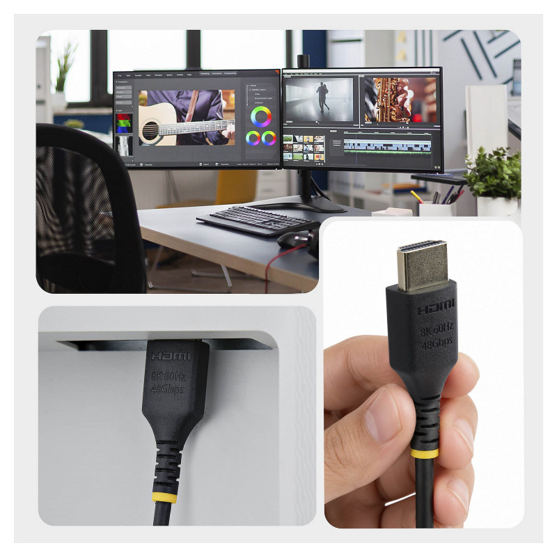 StarTech.com HDMI21-CBL-SLIM-1M Καλώδιο HDMI 2.1 Ultra High Speed, 1 m, Μαύρο