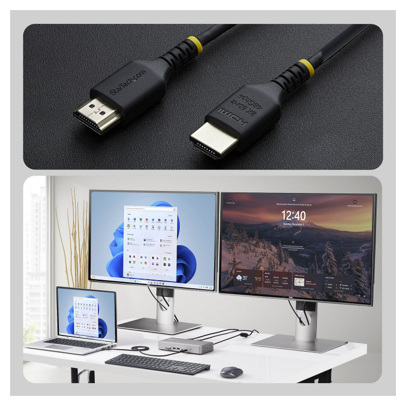 StarTech.com HDMI21-CBL-SLIM-1M Καλώδιο HDMI 2.1 Ultra High Speed, 1 m, Μαύρο