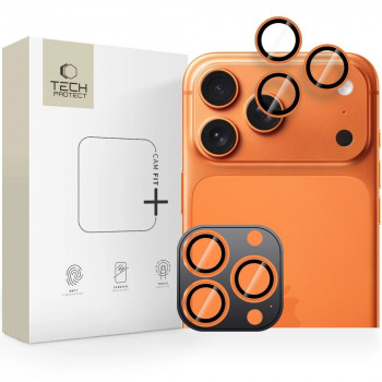 Tech-Protect Camring Fit+ καλύμματα φακού κάμερας για Apple iPhone 14 Pro / 14 Pro Max / 15 Pro / 15 Pro Max / 16 Pro / 16 Pro Max / 17 Pro / 17 Pro Max, Cosmic Orange