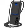 Θήκη TPU Hurtel για Samsung Galaxy A37 5G με θήκη καρτών και λουράκι crossbody, μαύρη