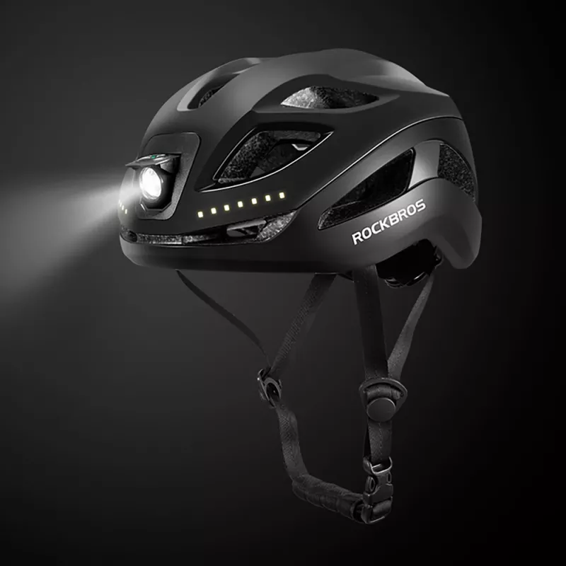 Rockbros ZK-077 Ποδηλατικό Κράνος με Ενσωματωμένο Πολυκατευθυντικό Φωτισμό 57–61 cm, Μαύρο