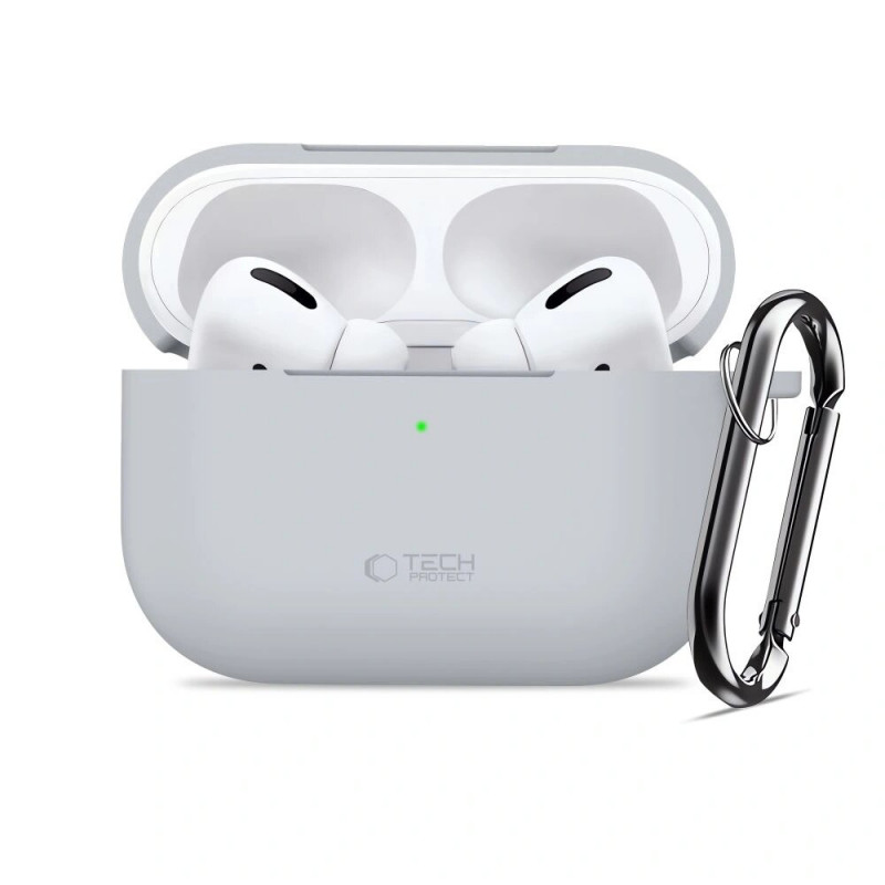Θήκη Tech-Protect Silicone Hook για Apple AirPods Pro 3, γκρι κραγιόνι