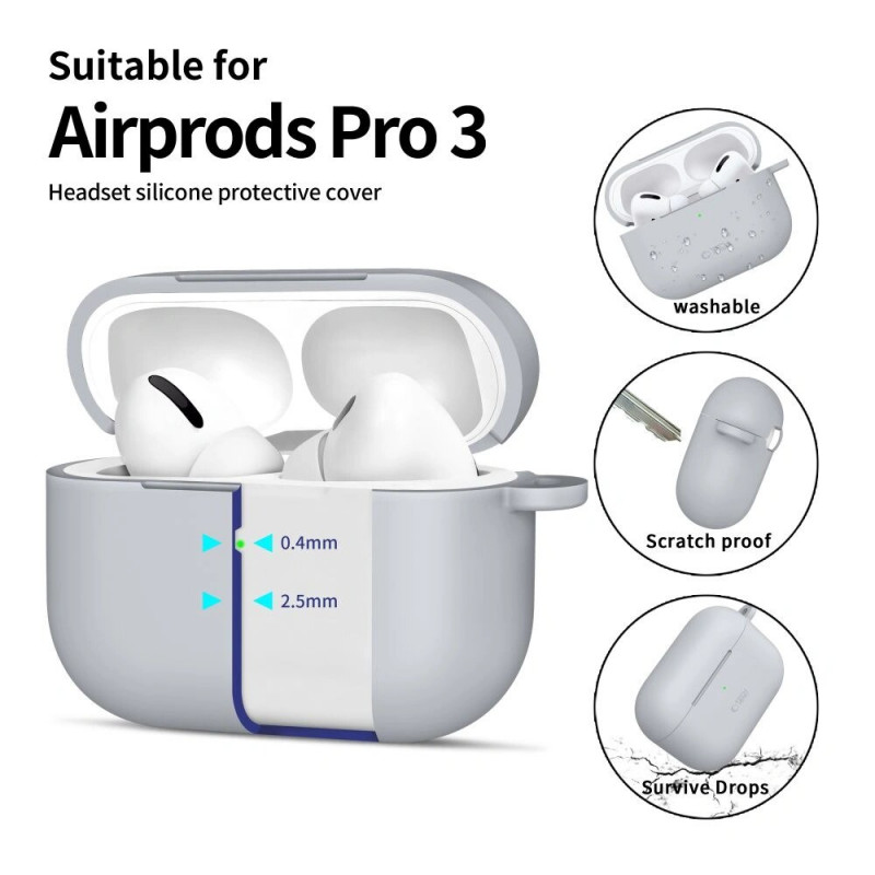 Θήκη Tech-Protect Silicone Hook για Apple AirPods Pro 3, γκρι κραγιόνι