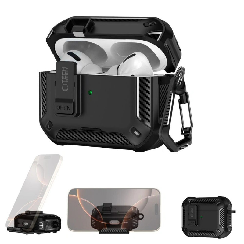 Θήκη Tech-Protect Carbonox MagSafe για Apple AirPods Pro 3, THP4731, μαύρη