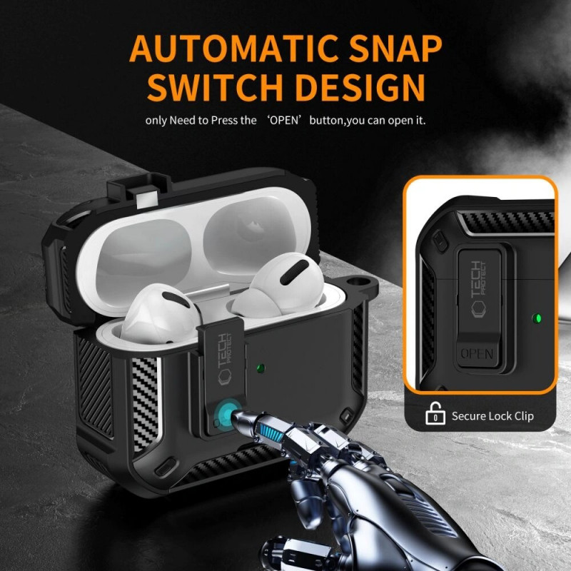 Θήκη Tech-Protect Carbonox MagSafe για Apple AirPods Pro 3, THP4731, μαύρη