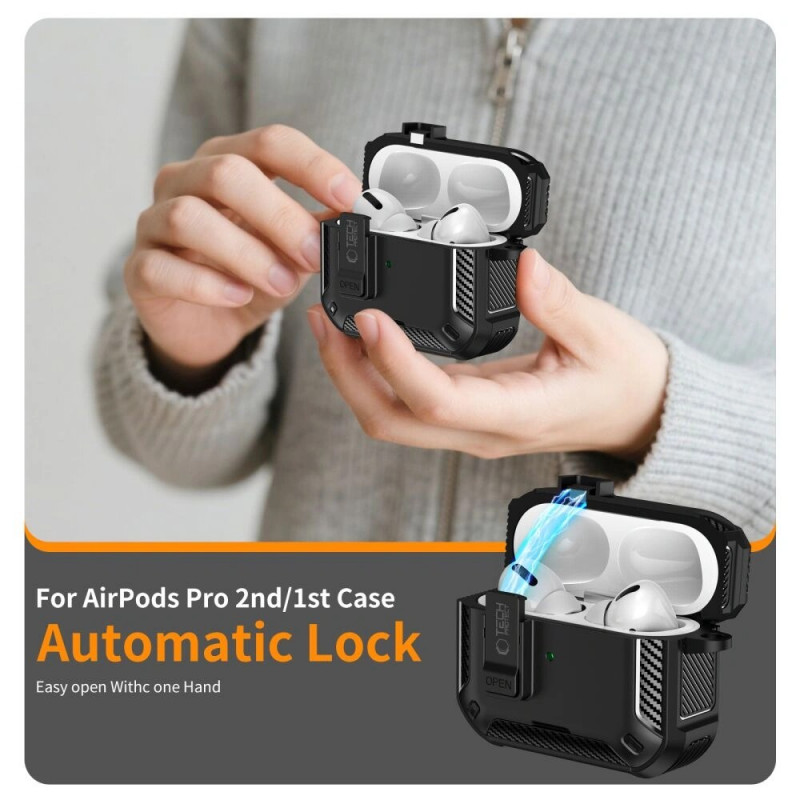 Θήκη Tech-Protect Carbonox MagSafe για Apple AirPods Pro 3, THP4731, μαύρη