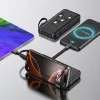 Wozinsky W11-B 10000mAh 10W Power Bank με ενσωματωμένα καλώδια και φακό, μαύρο
