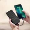 Wozinsky W11-B 10000mAh 10W Power Bank με ενσωματωμένα καλώδια και φακό, μαύρο