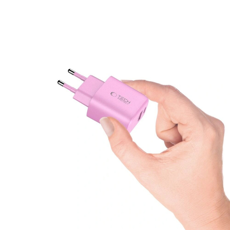 Tech-Protect NCA30 Φορτιστής Δικτύου USB-A, USB-C PD 30W / QC3.0 Ροζ