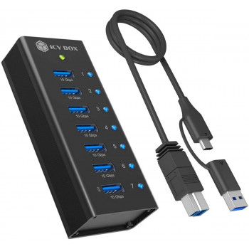 ICY BOX IB-AC618a Hub USB 3.2 Gen 2 7 θυρών, αλουμινίου, 12 V