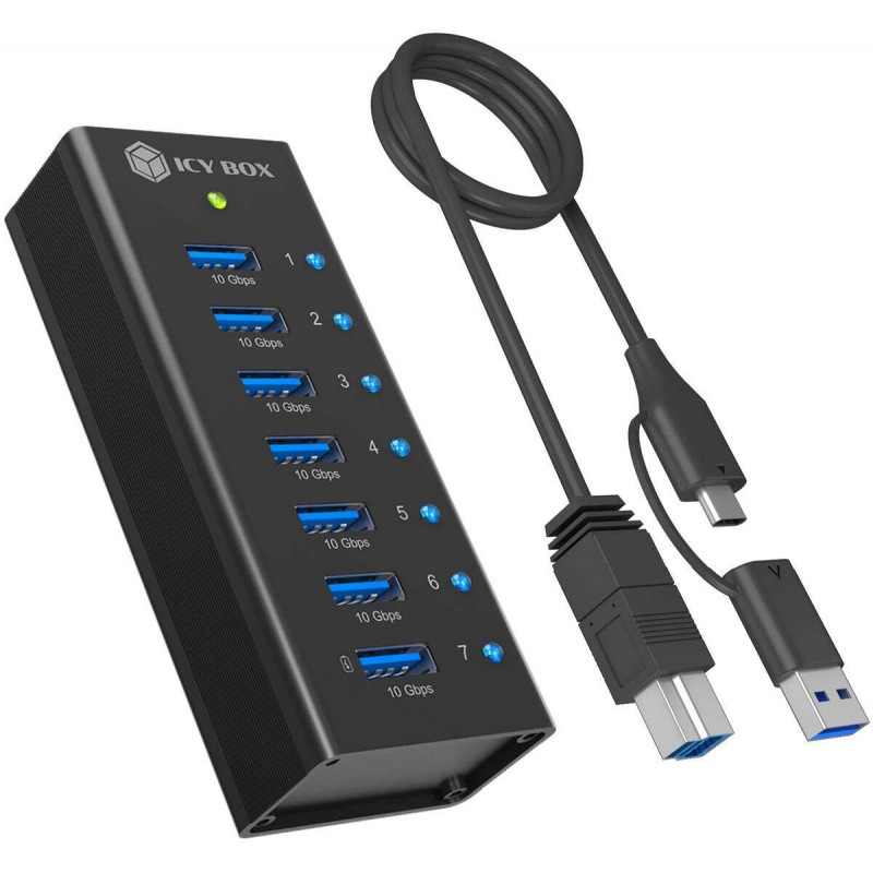 ICY BOX IB-AC618a Hub USB 3.2 Gen 2 7 θυρών, αλουμινίου, 12 V
