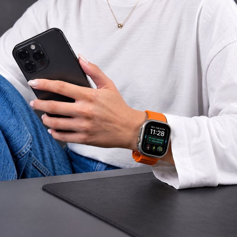 Tech-Protect Silicone Line Apple Watch 8 / 9 / 10 / 11 / 12 / SE / Ultra 44/45/46/49 mm Λουράκι, Πορτοκαλί