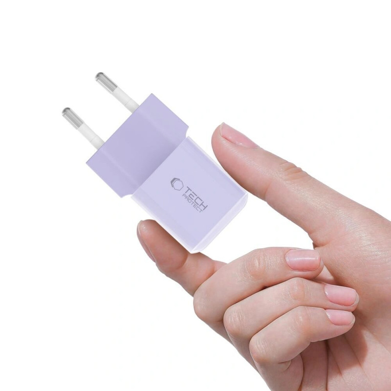 Tech-Protect NCM25 φορτιστής τοίχου USB-C PD 25W, μωβ