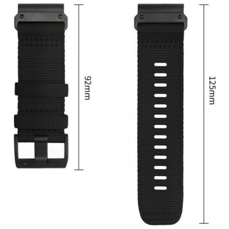 Tech-Protect Nylon Classic λουράκι ρολογιού για Garmin Fenix 5X / 5X Plus / 6X / 6X Pro / 7X / 8 / 8 Pro / 9 / 9 Pro 47 mm, Μαύρο